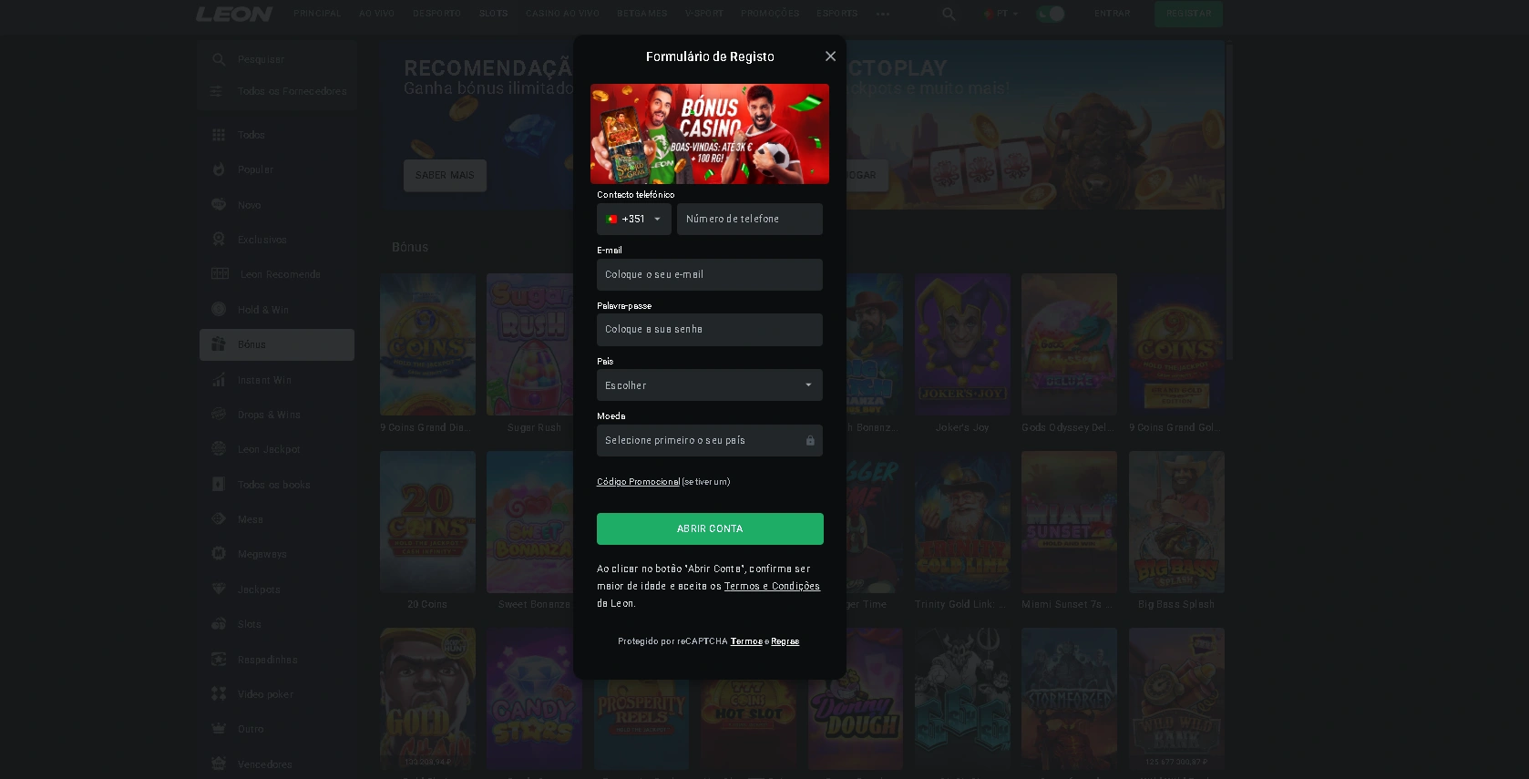 Primeiro acesso e Leon Bet app login